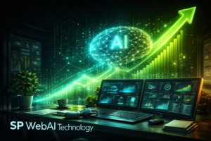 AI business growth visualization with analytics and automation dashboard