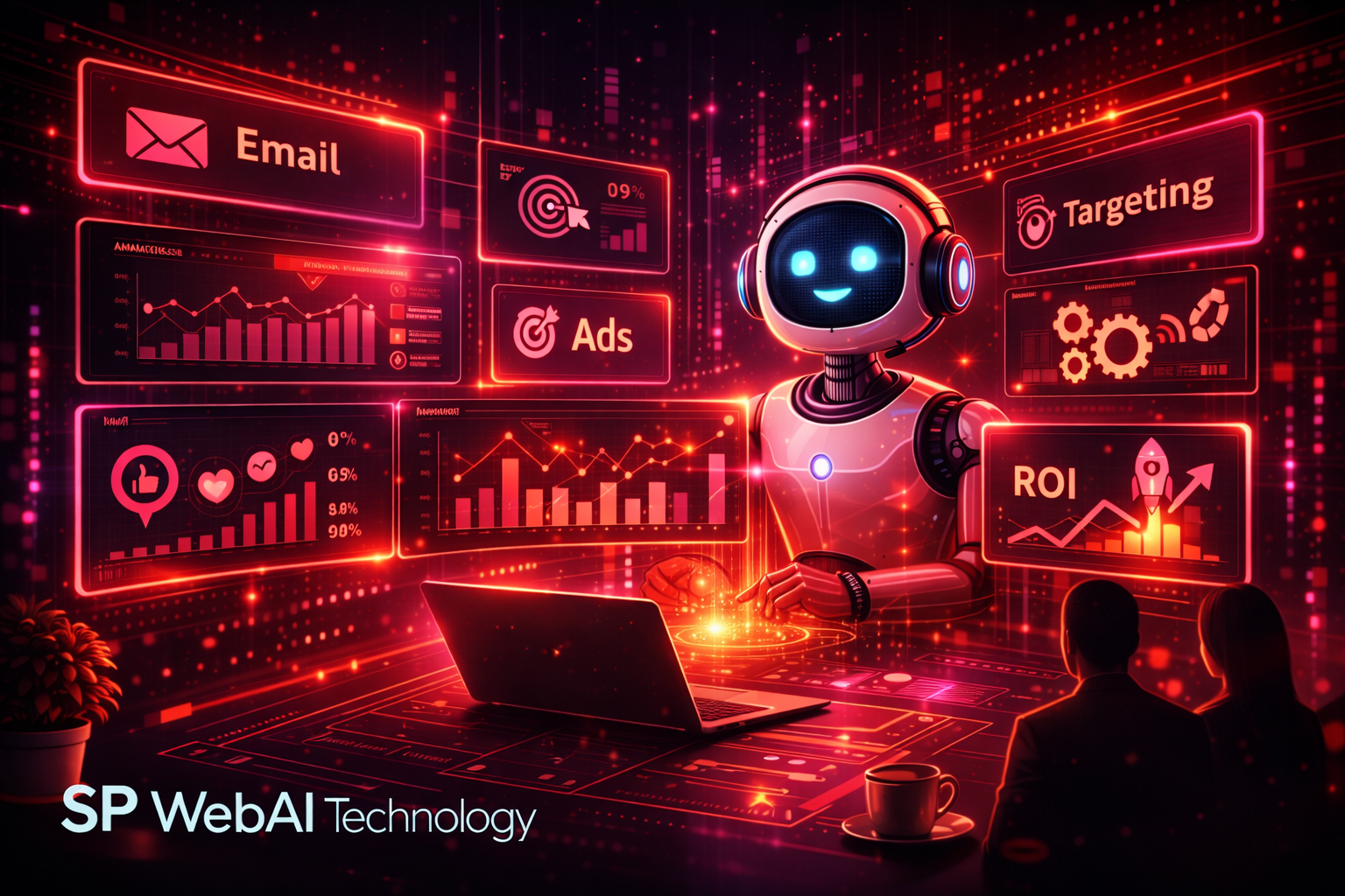 AI marketing automation dashboard with campaigns, targeting, and analytics
