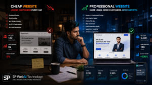 Comparison between cheap business website and professional website generating more customers